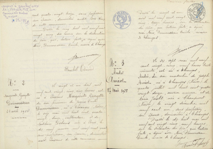 Thianges : actes d'état civil.