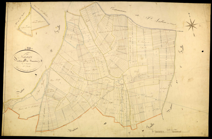 Nuars, cadastre ancien : plan parcellaire de la section B dite de Nuars, feuille 3
