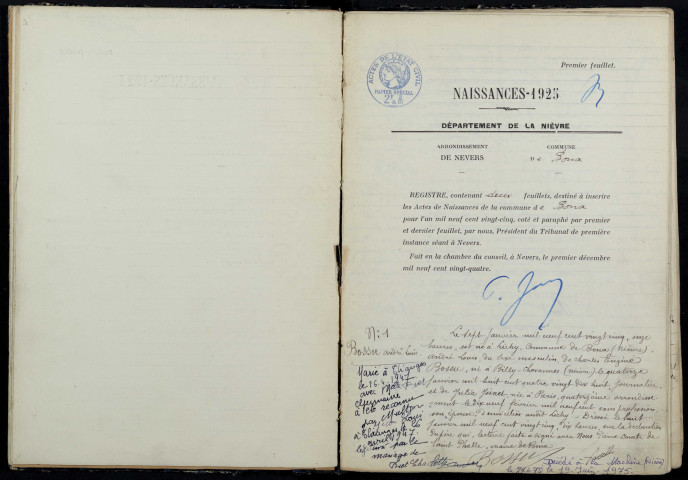 Bona : actes d'état civil.