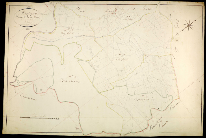 Montigny-en-Morvan, cadastre ancien : plan parcellaire de la section C dite du Bourg , feuille 1