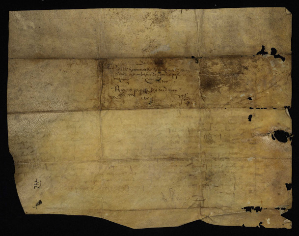 Biens et droits. - Foncier (place de l'église) en la paroisse de Cours-sous-Magny (commune de Magny-Cours), transport à Jersault laboureur par Crevet maître de poste de Magny (commune de Magny-Cours) : copie du bail à rente du 21 janvier 1604.