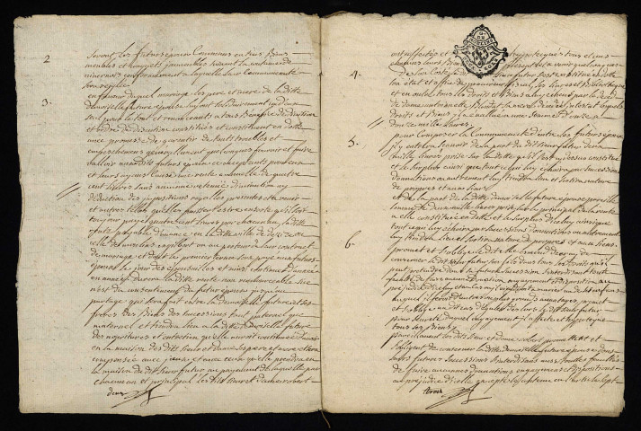 Mariage de Guillaume Decray, procureur fiscal de Decize, fils du notaire et greffier au grenier à sel de la ville, et de Henriette Robert fille du contrôleur au grenier à sel de Moulins-Engilbert : contrat de mariage.