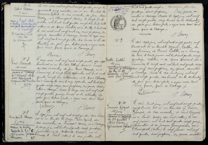 Cossaye : actes d'état civil.
