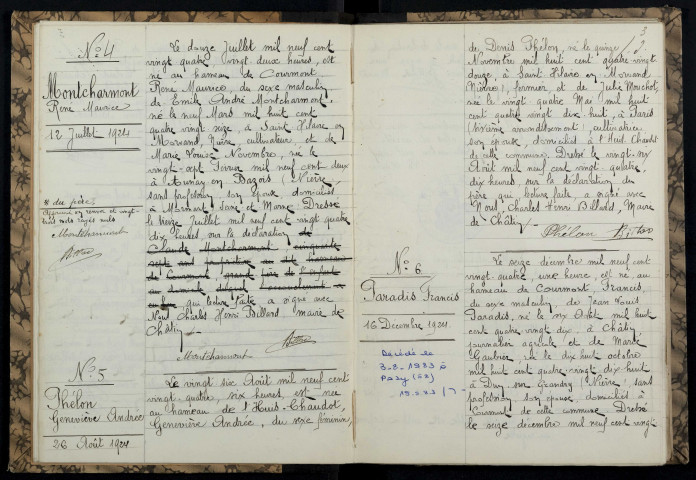 Châtin : actes d'état civil.