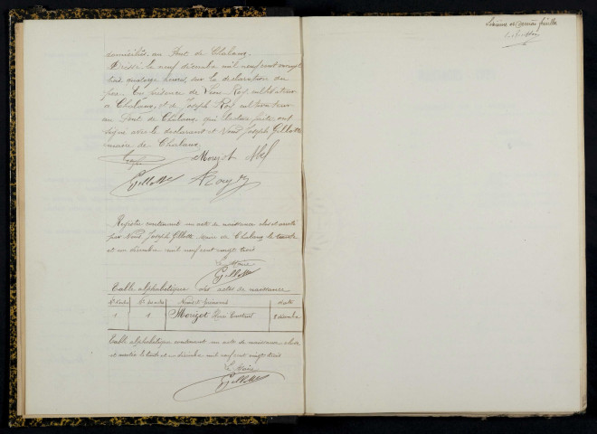 Chalaux : actes d'état civil.