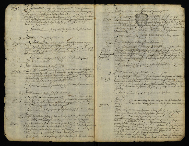 Seigneurie d'Alligny-en-Morvan : minute du terrier pour Louise Charlotte de Foudras, veuve de François Bernard César de Choiseul, dame d'Alligny.