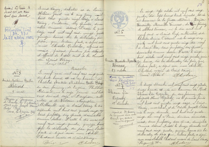 Saint-Vérain : actes d'état civil.