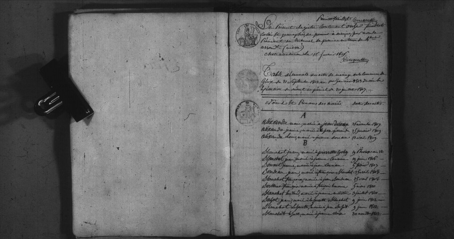 Glux-en-Glenne : tables décennales.