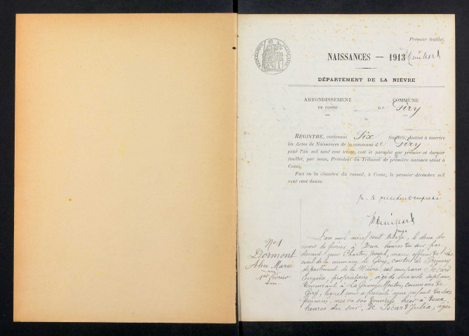 Giry : actes d'état civil, table décennale.