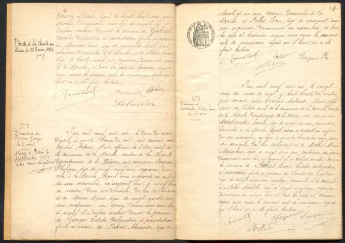 La Marche : actes d'état civil.