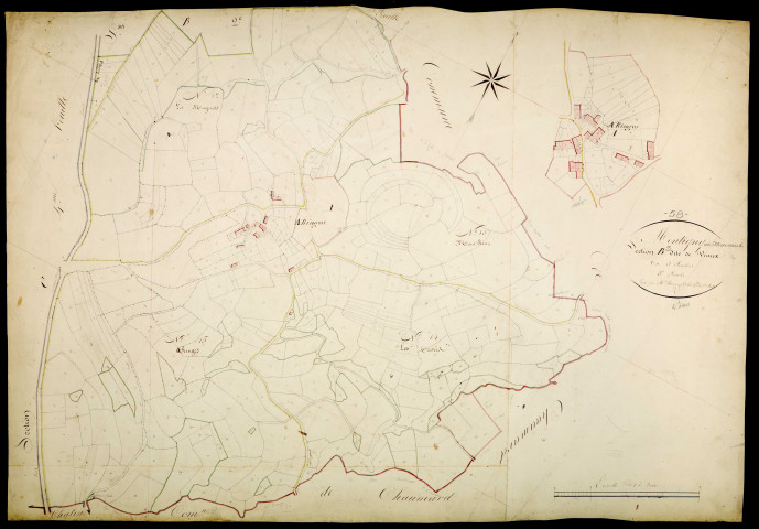 Montigny-en-Morvan, cadastre ancien : plan parcellaire de la section B dite de Veaux, feuille 2