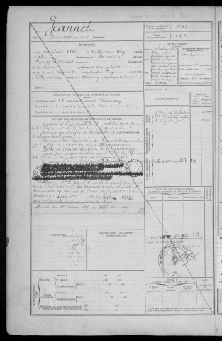 Bureau de Nevers-Cosne, classe 1911 : fiches matricules n° 1167 à 1666