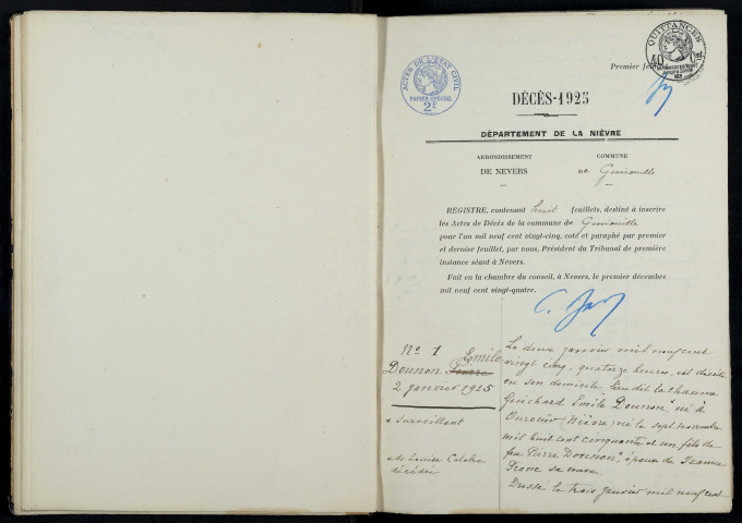 Gimouille : actes d'état civil.