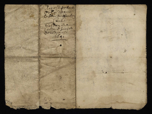 Biens et droits. - Contentieux de Condé contre de Chamberand, restitution d'obligation venue de Georges de Changy à Savigny-sur-Canne (commune de Saint-Gratien-Savigny) : accord.