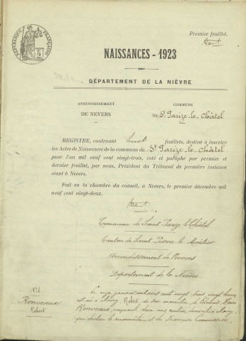 Saint-Parize-le-Châtel : actes d'état civil.