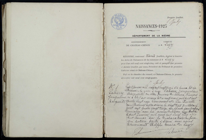 Luzy : actes d'état civil.