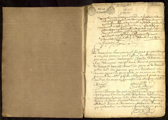 Mhère : registres paroissiaux.