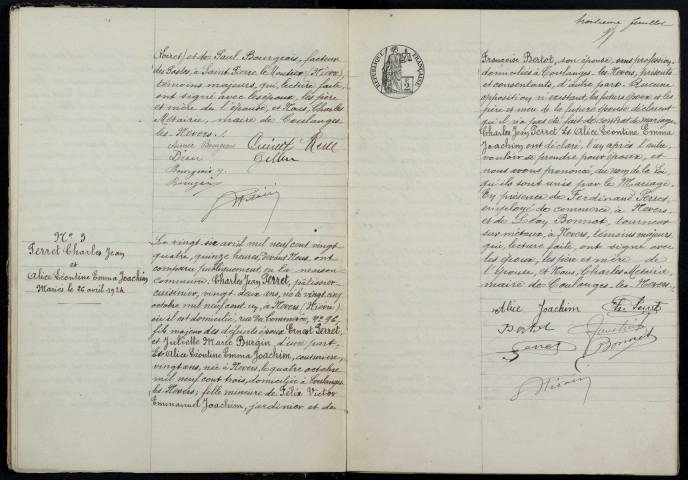 Coulanges-lès-Nevers : actes d'état civil.