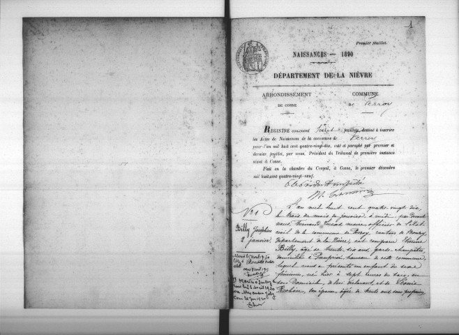 Perroy : actes d'état civil.