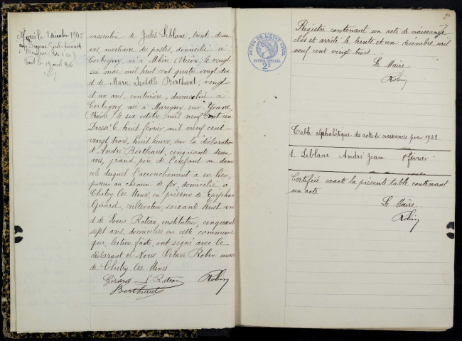 Chitry-les-Mines : actes d'état civil.