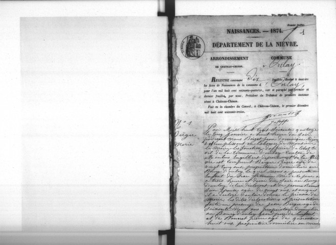 Onlay : actes d'état civil.