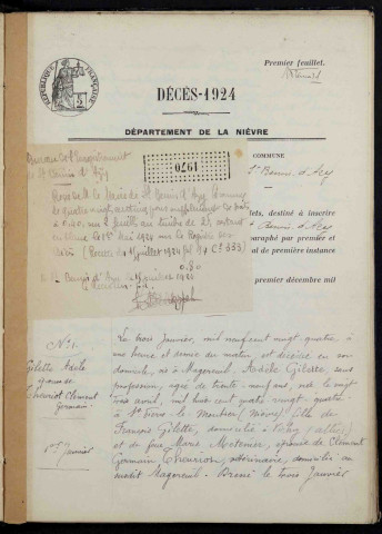 Saint-Benin-d'Azy : actes d'état civil (décès).