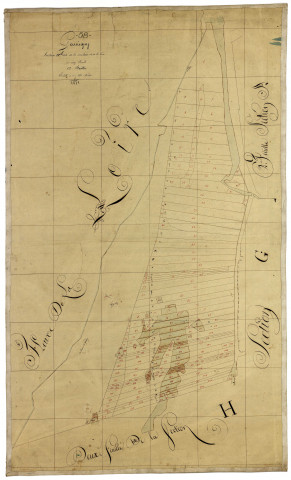 Germigny-sur-Loire, cadastre ancien : plan parcellaire de la section H dite de la Saulaie et de la Loire, feuille 1