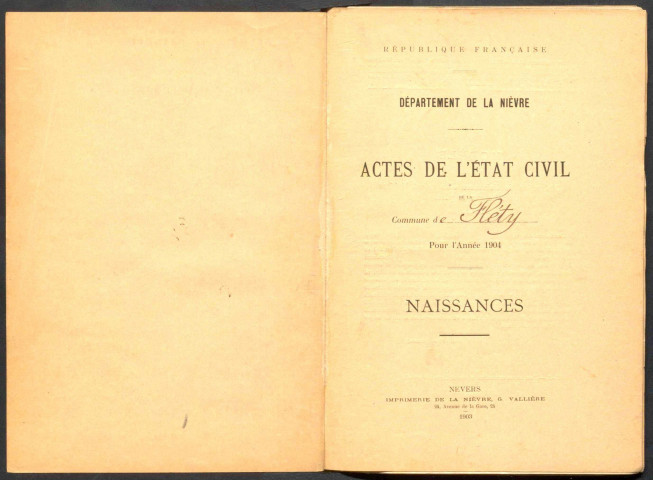 Fléty : actes d'état civil.