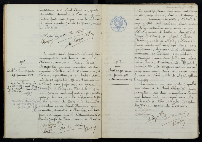 Poiseux : actes d'état civil.