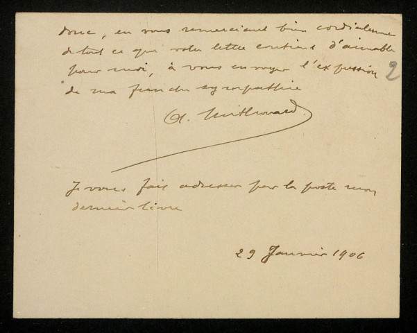 MITHOUARD (Adrien), écrivain (1864-1919) : 2 lettres, 1 carte postale illustrée.