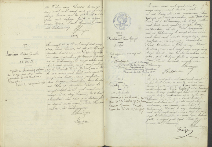 Vielmanay : actes d'état civil.