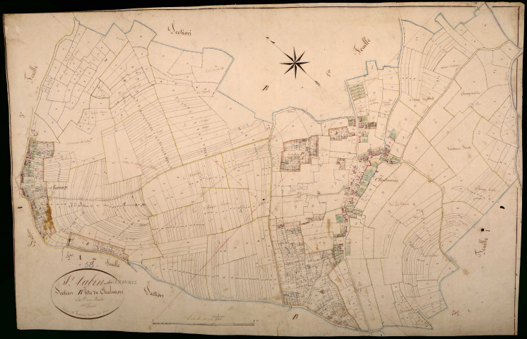 Saint-Aubin-des-Chaumes, cadastre ancien : plan parcellaire de la section B dite de Chalvron, feuille 2