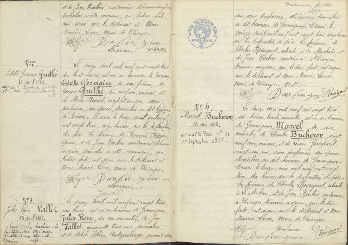 Thianges : actes d'état civil.