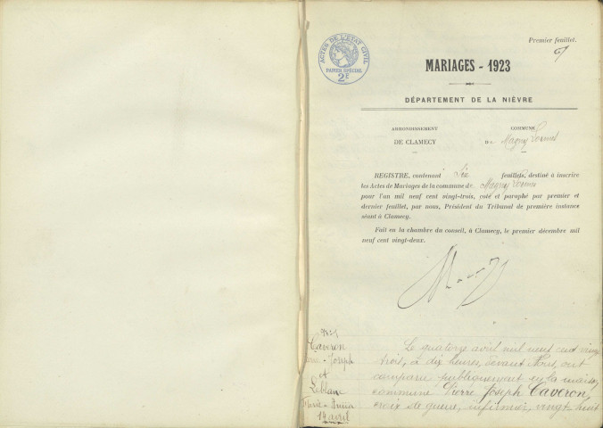 Magny-Lormes : actes d'état civil.