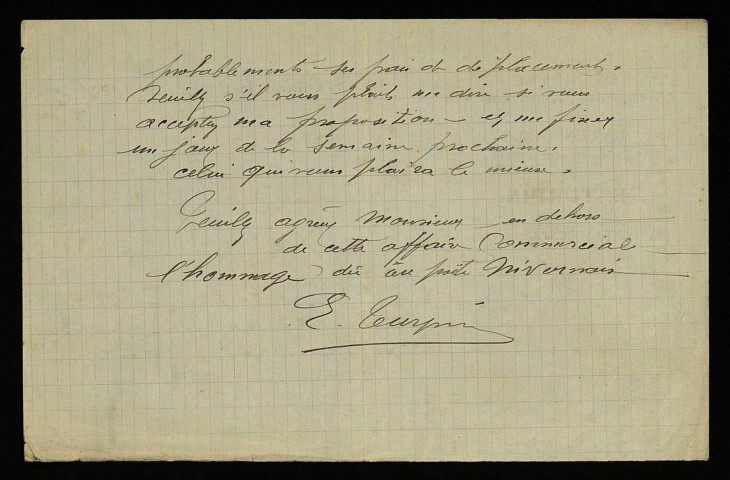 TURPIN (E.), assureur à Saint-Laurent (Nièvre) : 1 lettre.