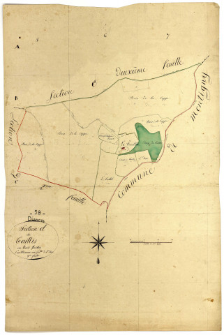 Diennes-Aubigny, cadastre ancien : plan parcellaire de la section D dite du Taillis, feuille 3