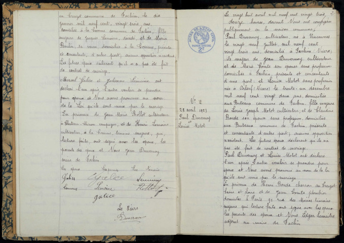 Fâchin : actes d'état civil.