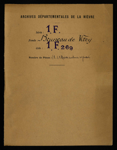 Fief de Concley à Poil et seigneuries voisines : terrier de Concles, Luzy, Lanty dressé pour Jean Le Bourgoing, écuyer.
