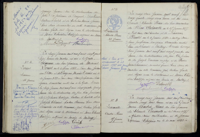 Millay : actes d'état civil.