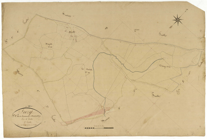 Luzy, cadastre ancien : plan parcellaire de la section C dite de Montarmin et Monteuillon, feuille 5