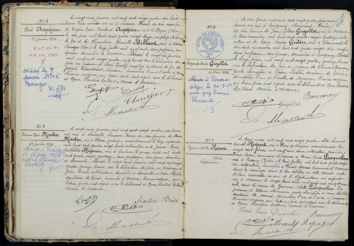 Ouroux-en-Morvan : actes d'état civil.