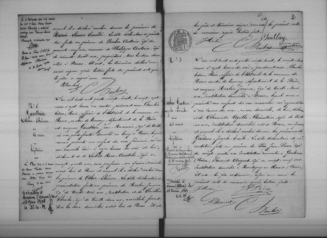 Nuars : actes d'état civil.