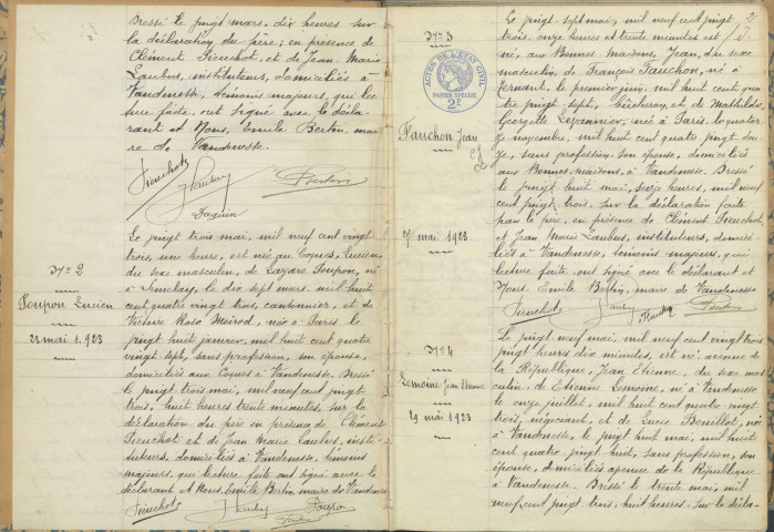 Vandenesse : actes d'état civil.