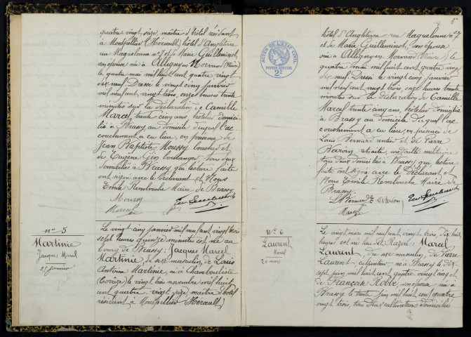 Brassy : actes d'état civil.