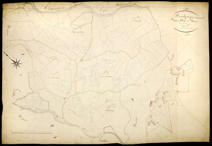Montigny-en-Morvan, cadastre ancien : plan parcellaire de la section A dite de Bonin, feuille 2