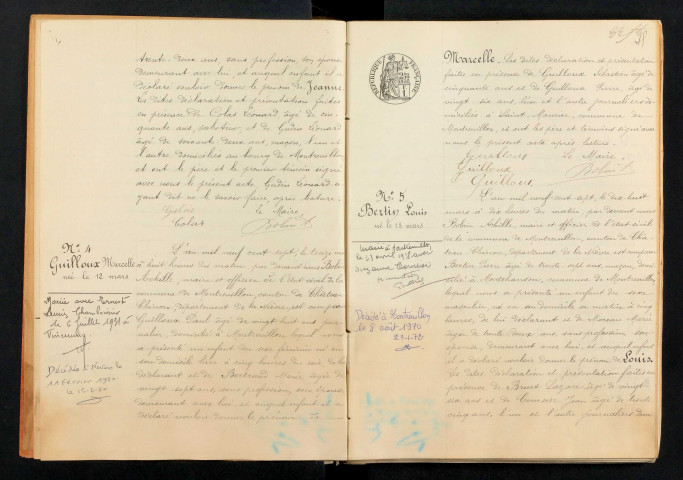 Montreuillon : actes d'état civil.