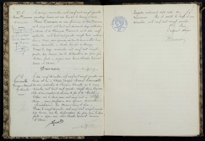 Avrée : actes d'état civil.