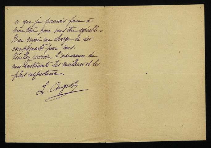 COUGNOT (Lucie), à Champlemy (Nièvre) : 2 lettres.