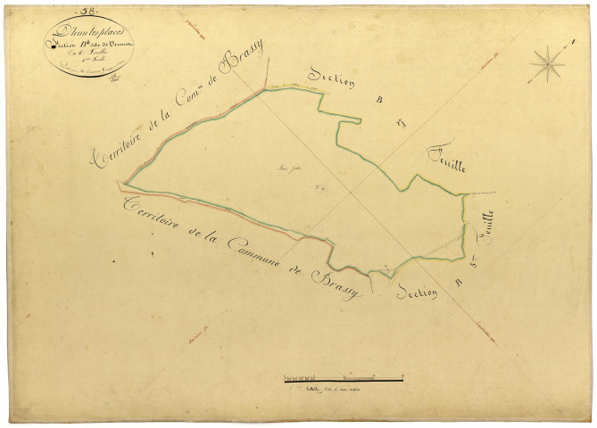 Dun-les-Places, cadastre ancien : plan parcellaire de la section B dite de Vermot, feuille 4