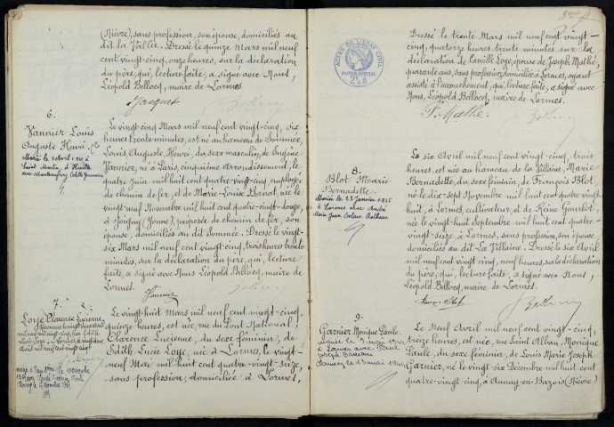 Lormes : actes d'état civil.